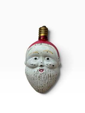 Antique Vintage Christmas Light Bulb Figural Santa Head Santa Face Holiday